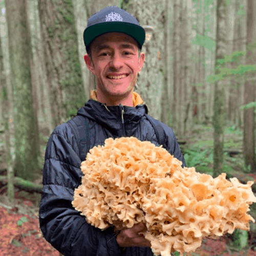 Skye Chilton foraging for mushrooms