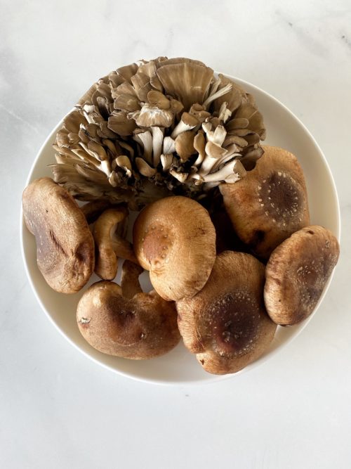 maitake and shiitake mushrooms