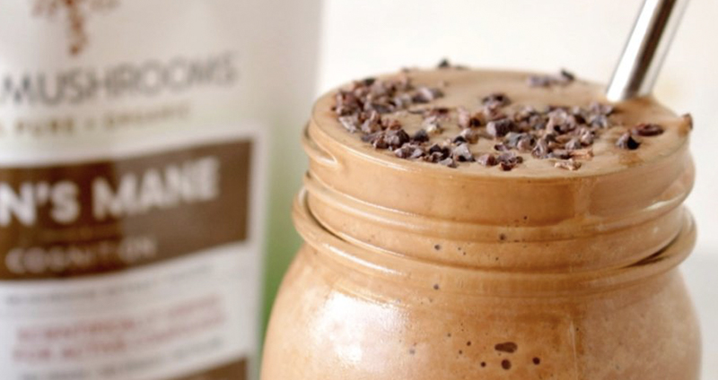 healthy chocolate frosty with mushrooms