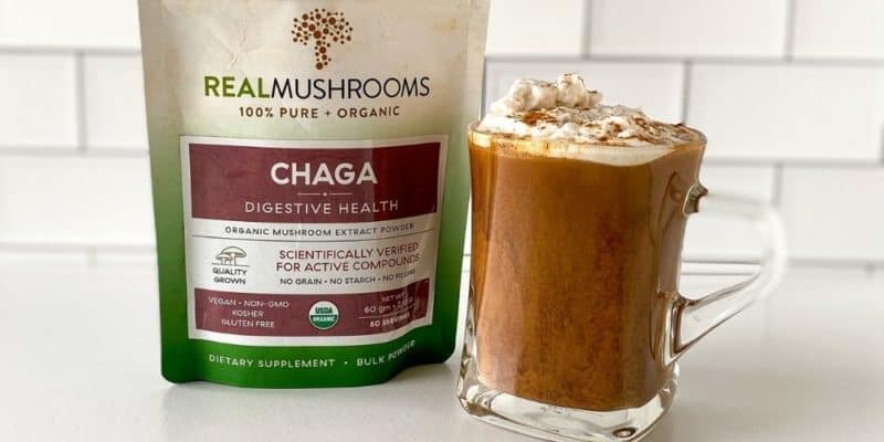 healthy chai latte with mushrooms