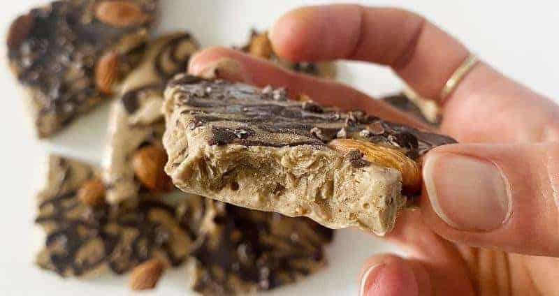 Chocolate Almond Butter Frozen Yogurt Bark Recipe cover